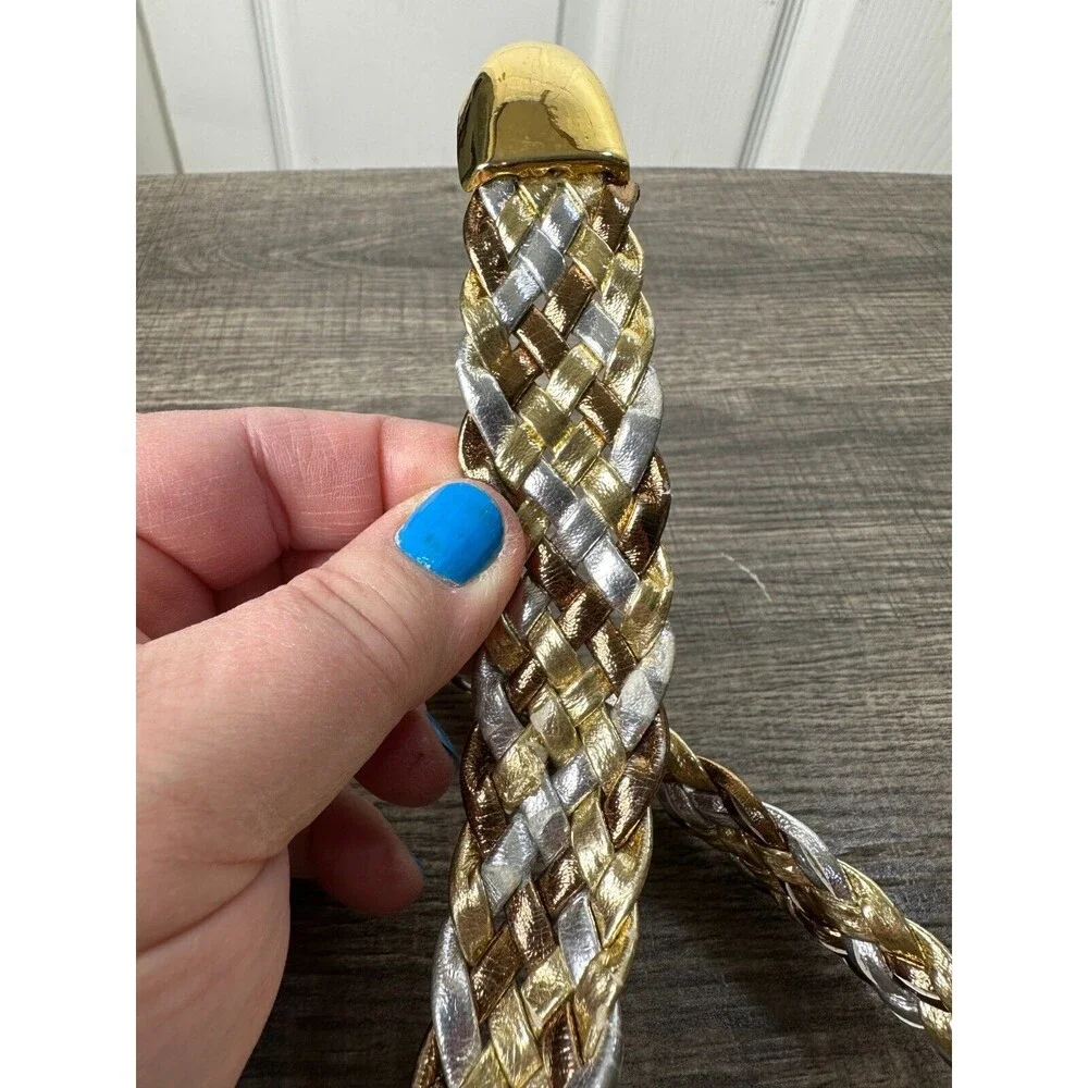VTG Day-Lor Belt Women's Tri Color Metallic Braided Gold Silver Copper